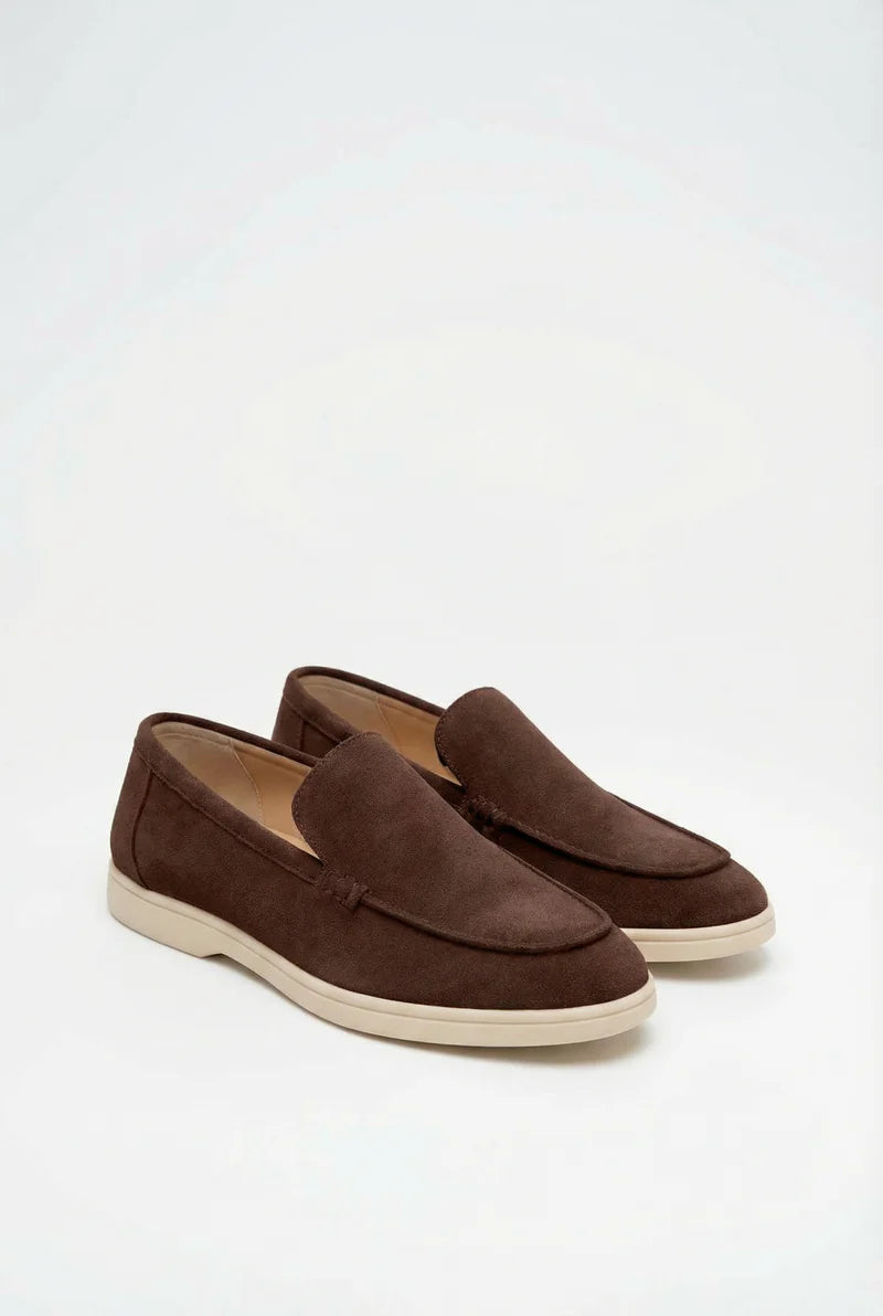 Men’s Suede Loafers Slip-On Casual Round Toe